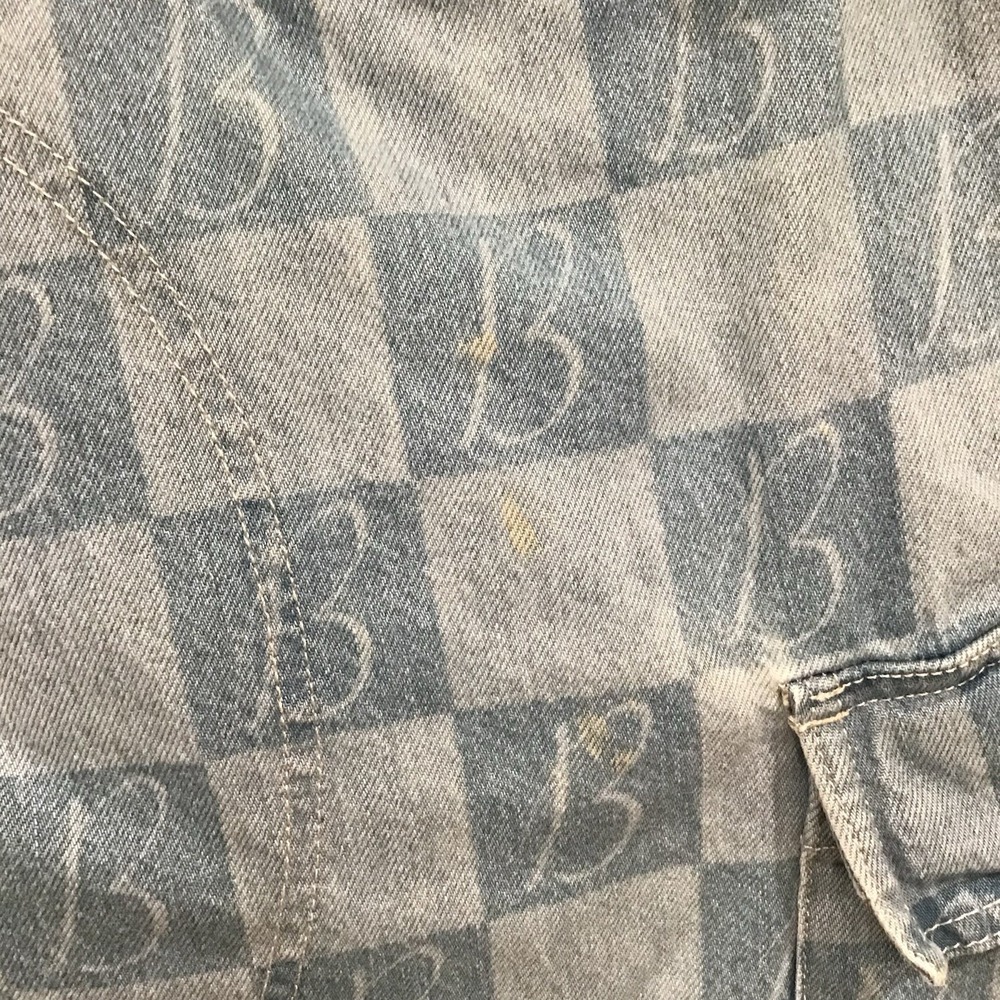 Blue Sky Inn Cargo Jeans Blue Denim Womens Size Small Monogrammed B Light Wash - Picture 10 of 16